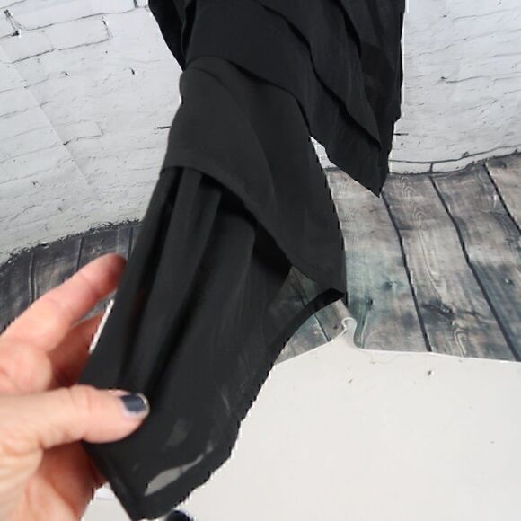 THEME BLACK SLEEVELESS SEMI SHEER MIDI DRESS WITH AZTEC BEADED DETAIL SIZE SMALL - Picture 5 of 9